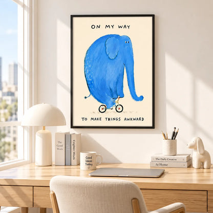 Blue Elephant Awkward Journey Wall Art 6