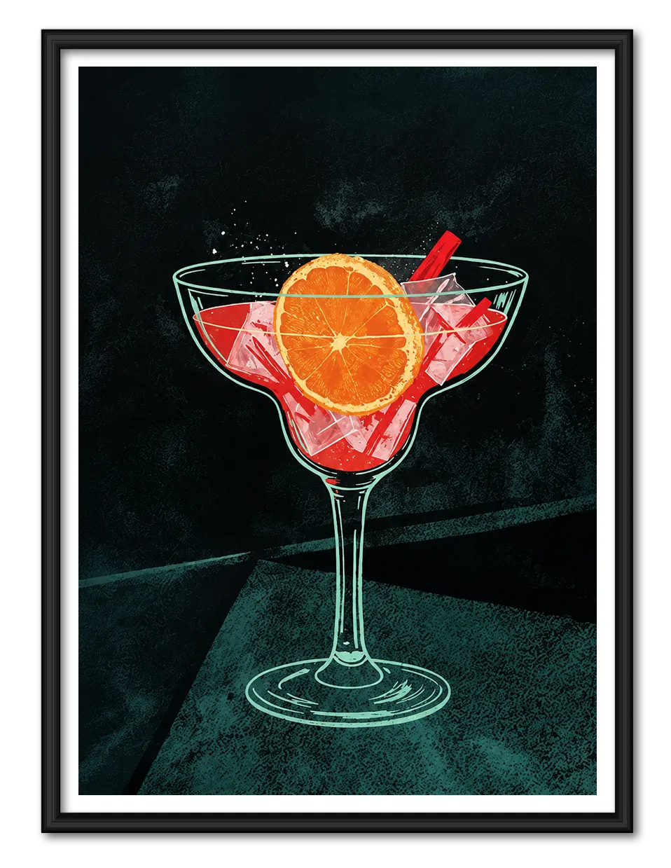 Red Cocktail Martini Illustration Wall Art 1