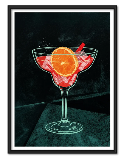 Red Cocktail Martini Illustration Wall Art 1
