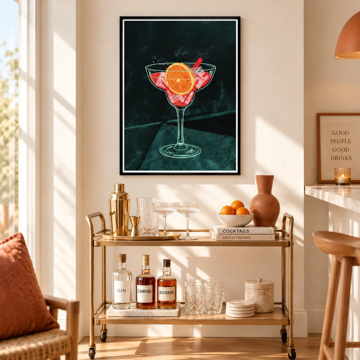 Red Cocktail Martini Illustration Wall Art 2