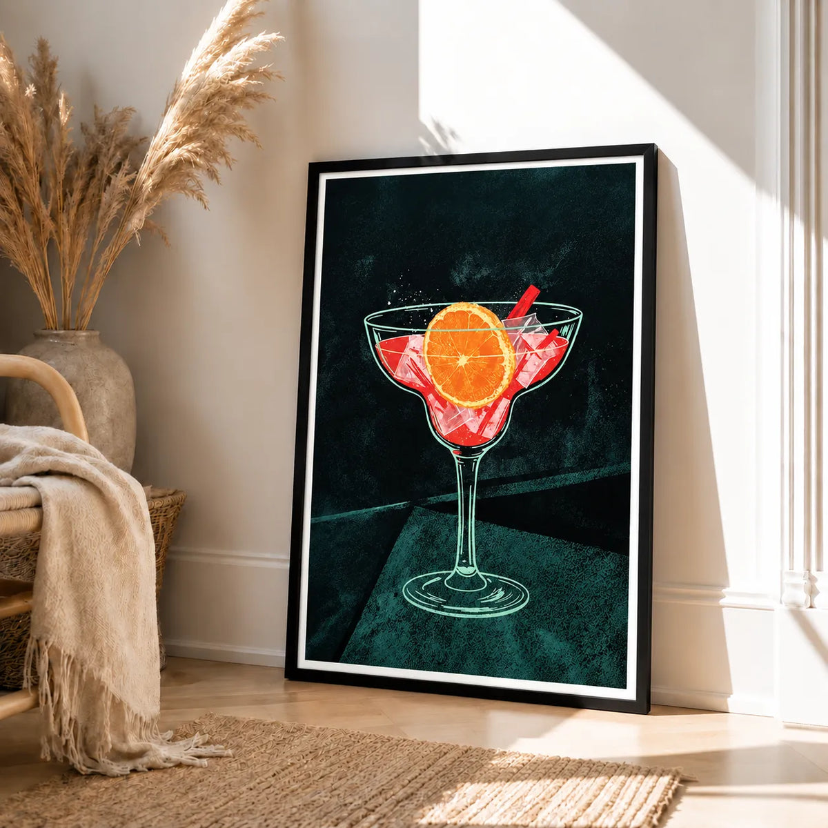 Red Cocktail Martini Illustration Wall Art 4