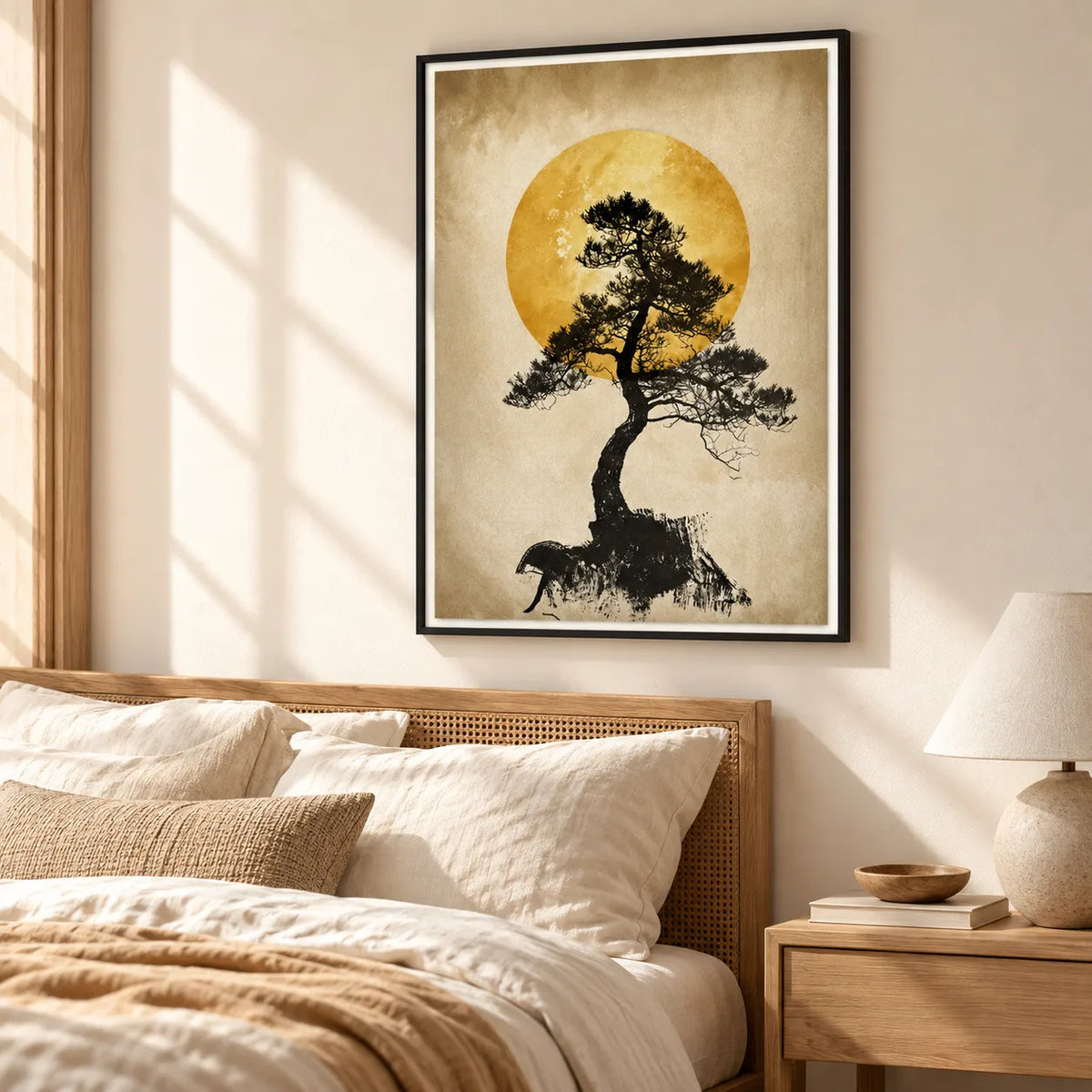 Golden Moon Pine Tree Silhouette Wall Art 5
