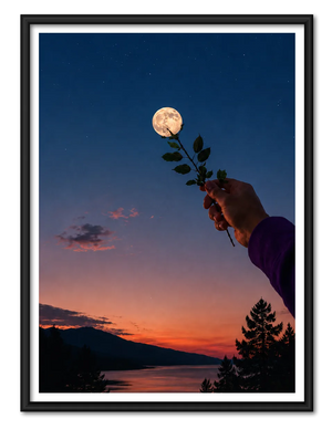 Moonlit Rose Hand Landscape Wall Art