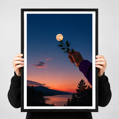Moonlit Rose Hand Landscape Wall Art 3