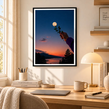 Moonlit Rose Hand Landscape Wall Art 5