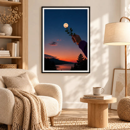 Moonlit Rose Hand Landscape Wall Art 6