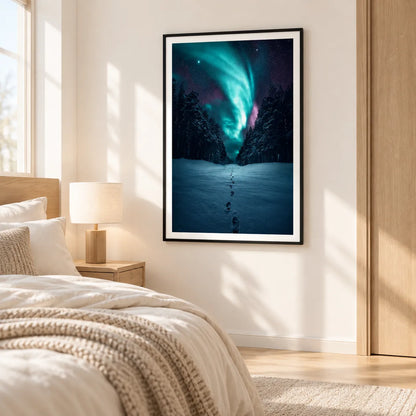 Northern Lights Snow Forest Path Wall Art 5