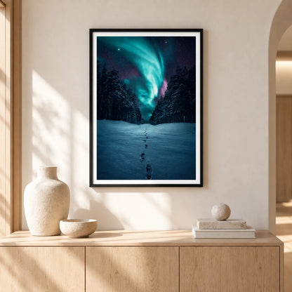 Northern Lights Snow Forest Path Wall Art 6