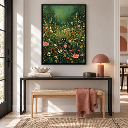 Black Cat Wildflower Garden Wall Art 2