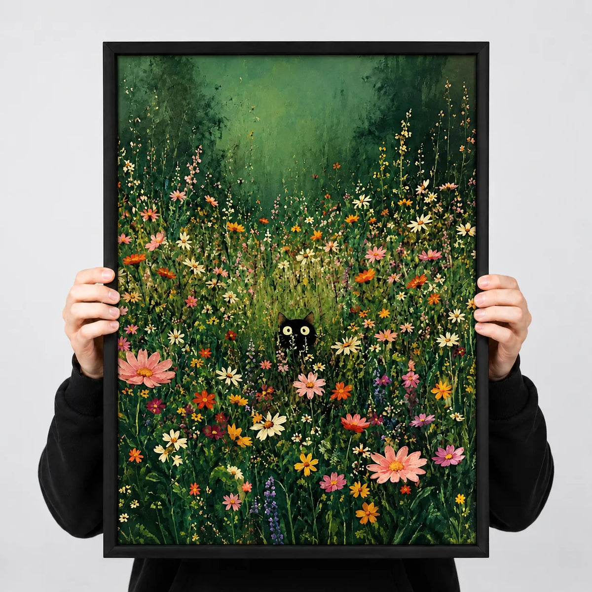 Black Cat Wildflower Garden Wall Art 3