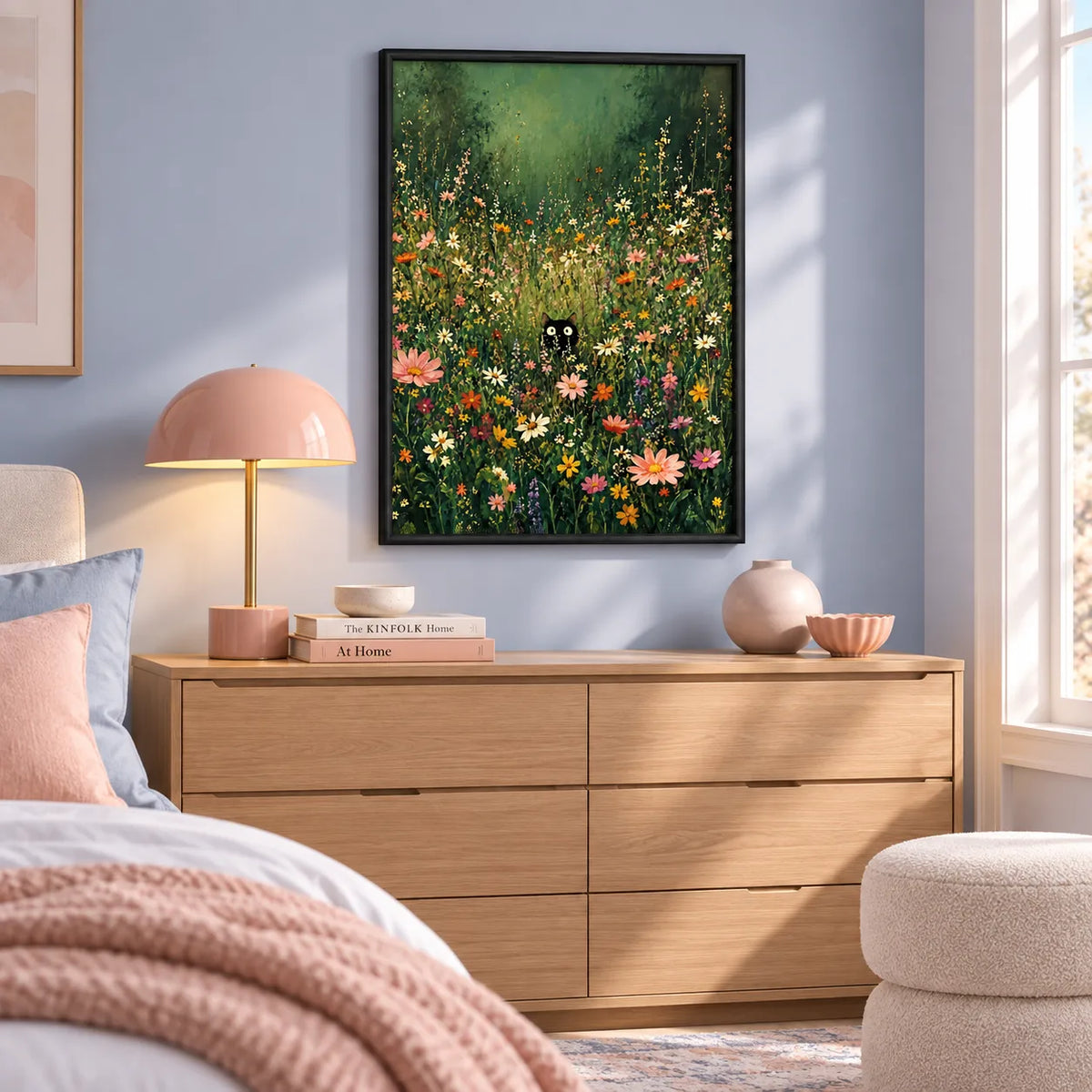 Black Cat Wildflower Garden Wall Art 4