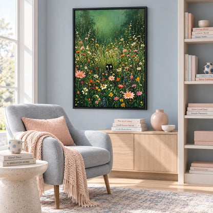 Black Cat Wildflower Garden Wall Art 5