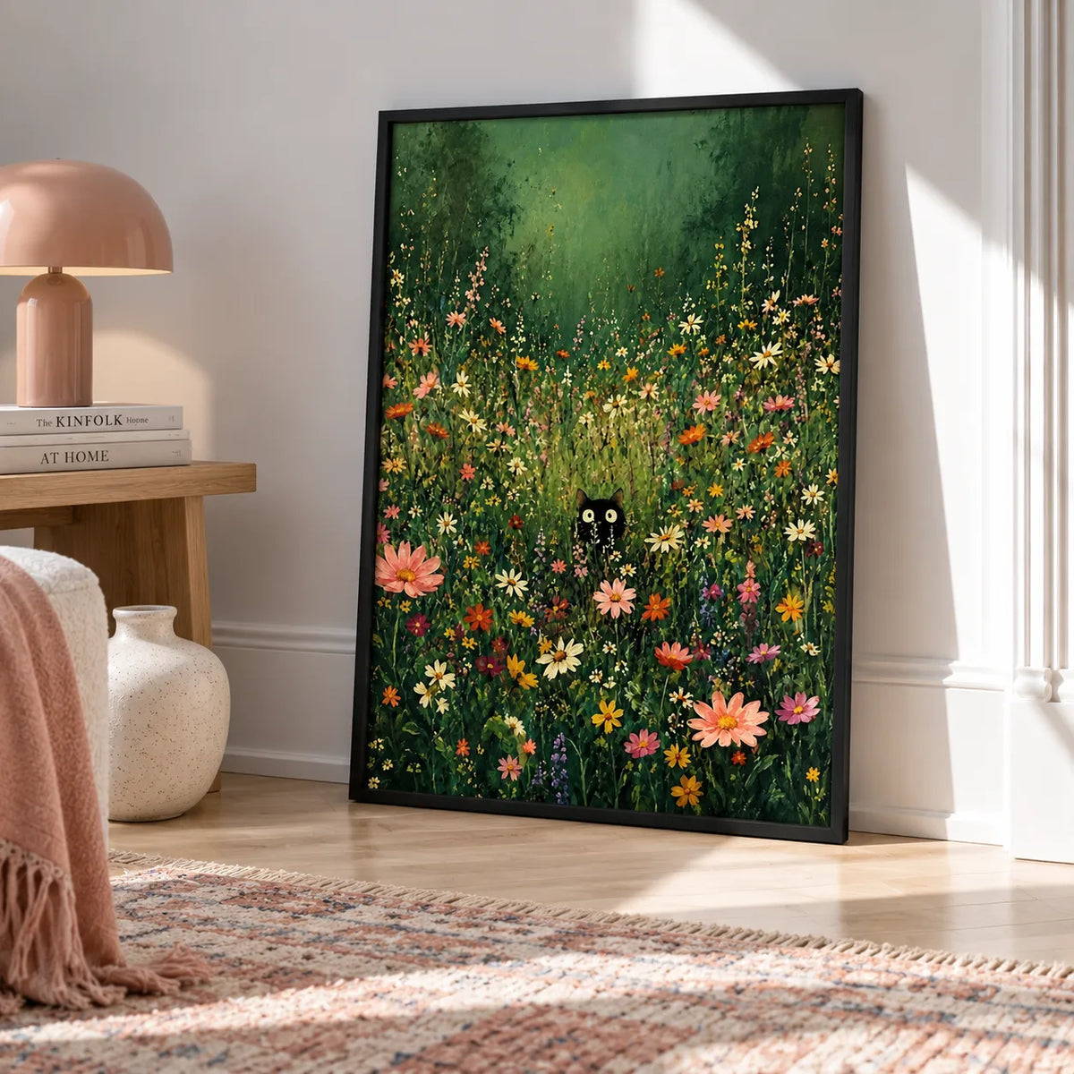 Black Cat Wildflower Garden Wall Art 6