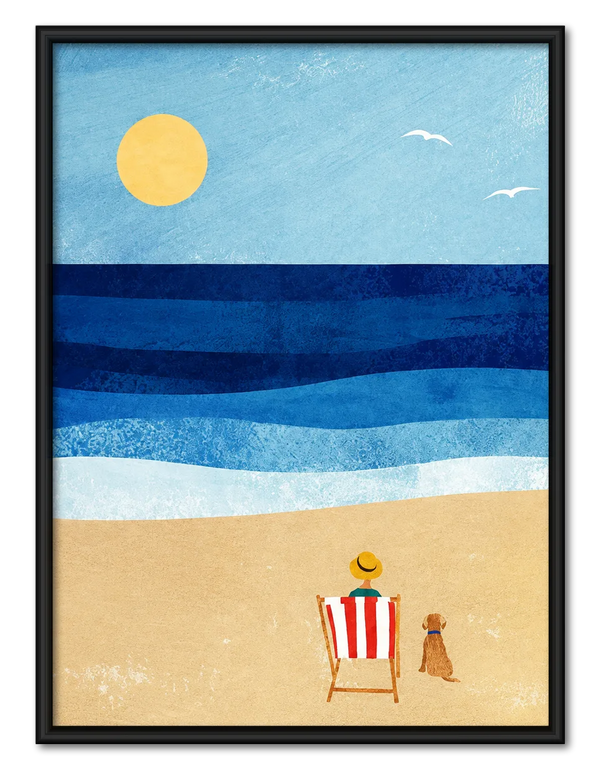 Beach Chair Ocean Minimal Landscape Wall Art