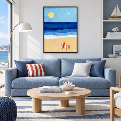 Beach Chair Ocean Minimal Landscape Wall Art 2
