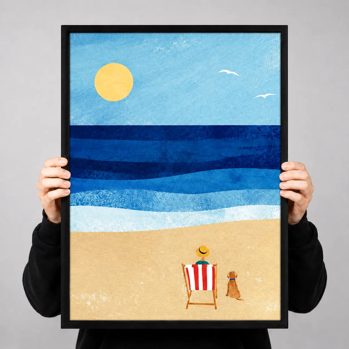 Beach Chair Ocean Minimal Landscape Wall Art 3