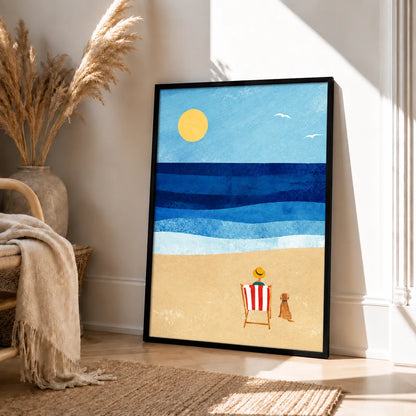 Beach Chair Ocean Minimal Landscape Wall Art 4
