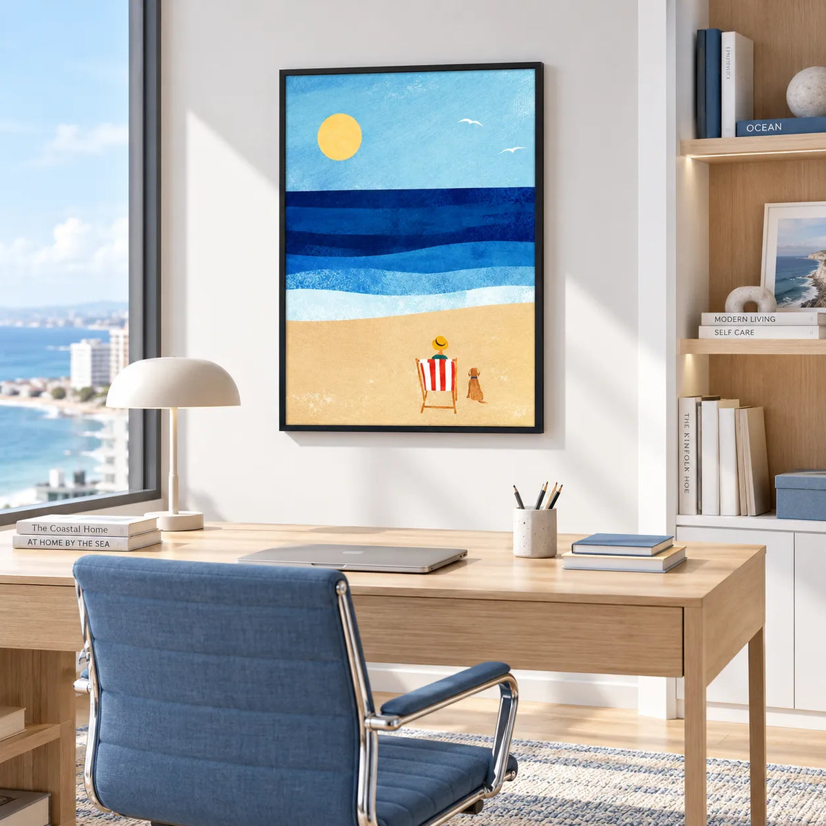 Beach Chair Ocean Minimal Landscape Wall Art 5