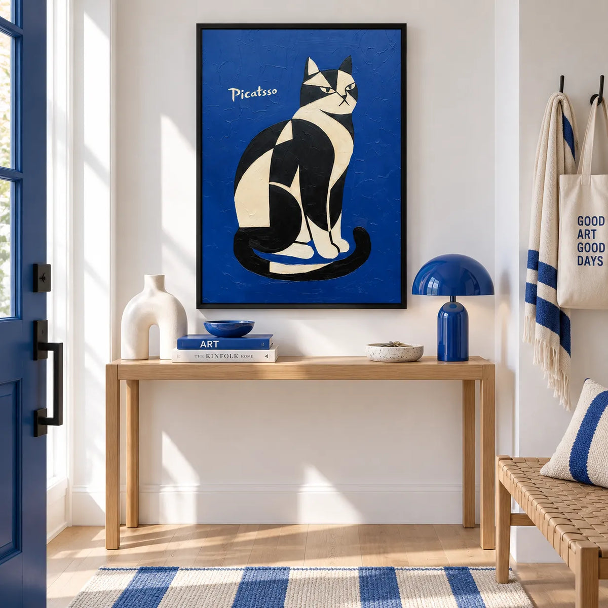 Picasso Inspired Black and White Cat Wall Art 2