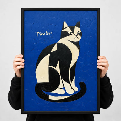 Picasso Inspired Black and White Cat Wall Art 3