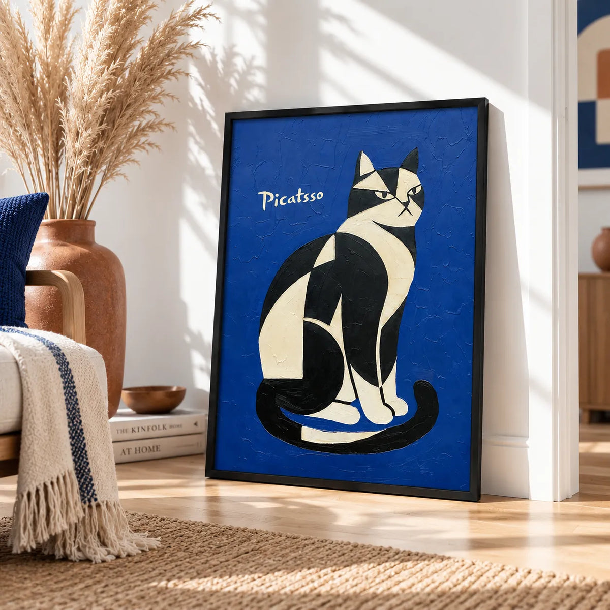 Picasso Inspired Black and White Cat Wall Art 4