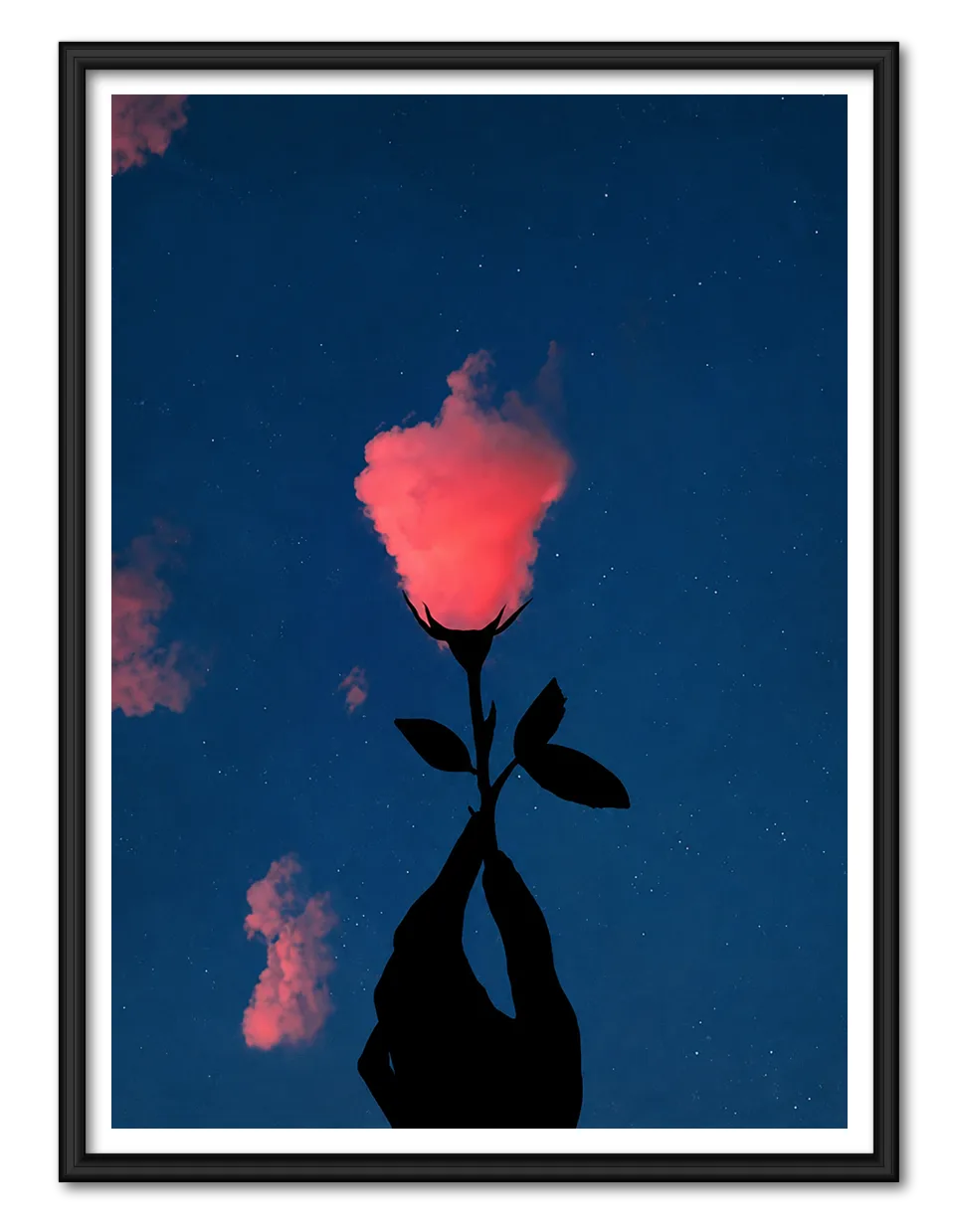 Glowing Rose Night Sky Wall Art 1