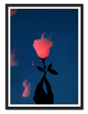 Glowing Rose Night Sky Wall Art