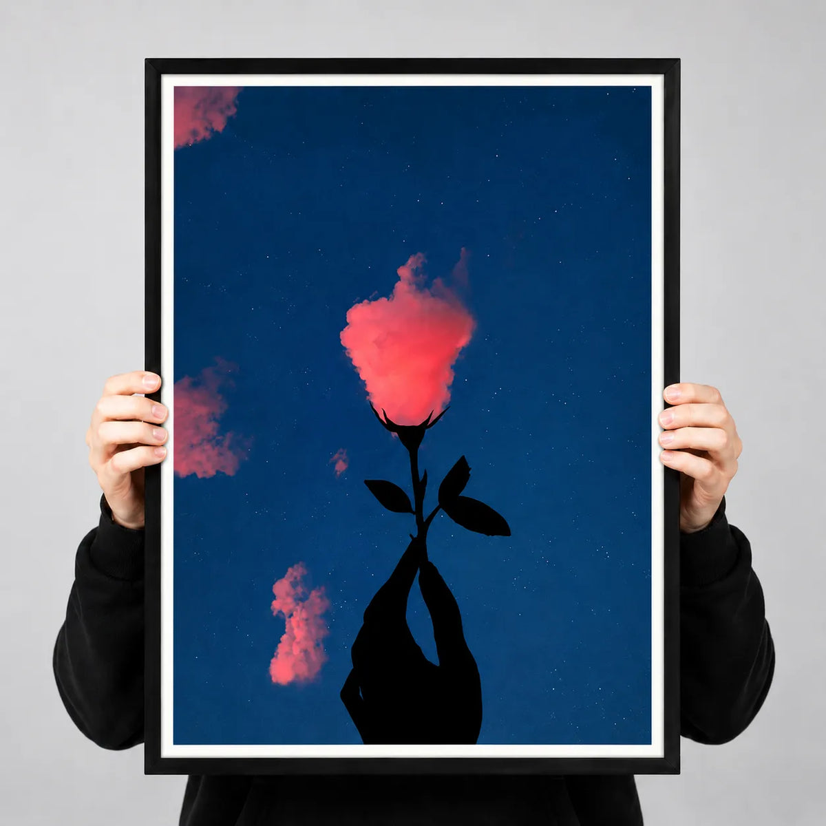 Glowing Rose Night Sky Wall Art 3