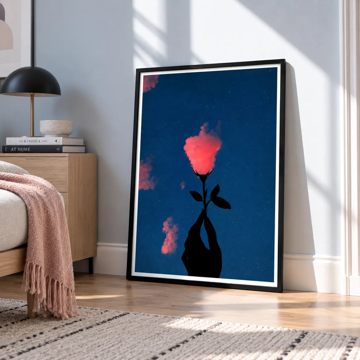 Glowing Rose Night Sky Wall Art 5