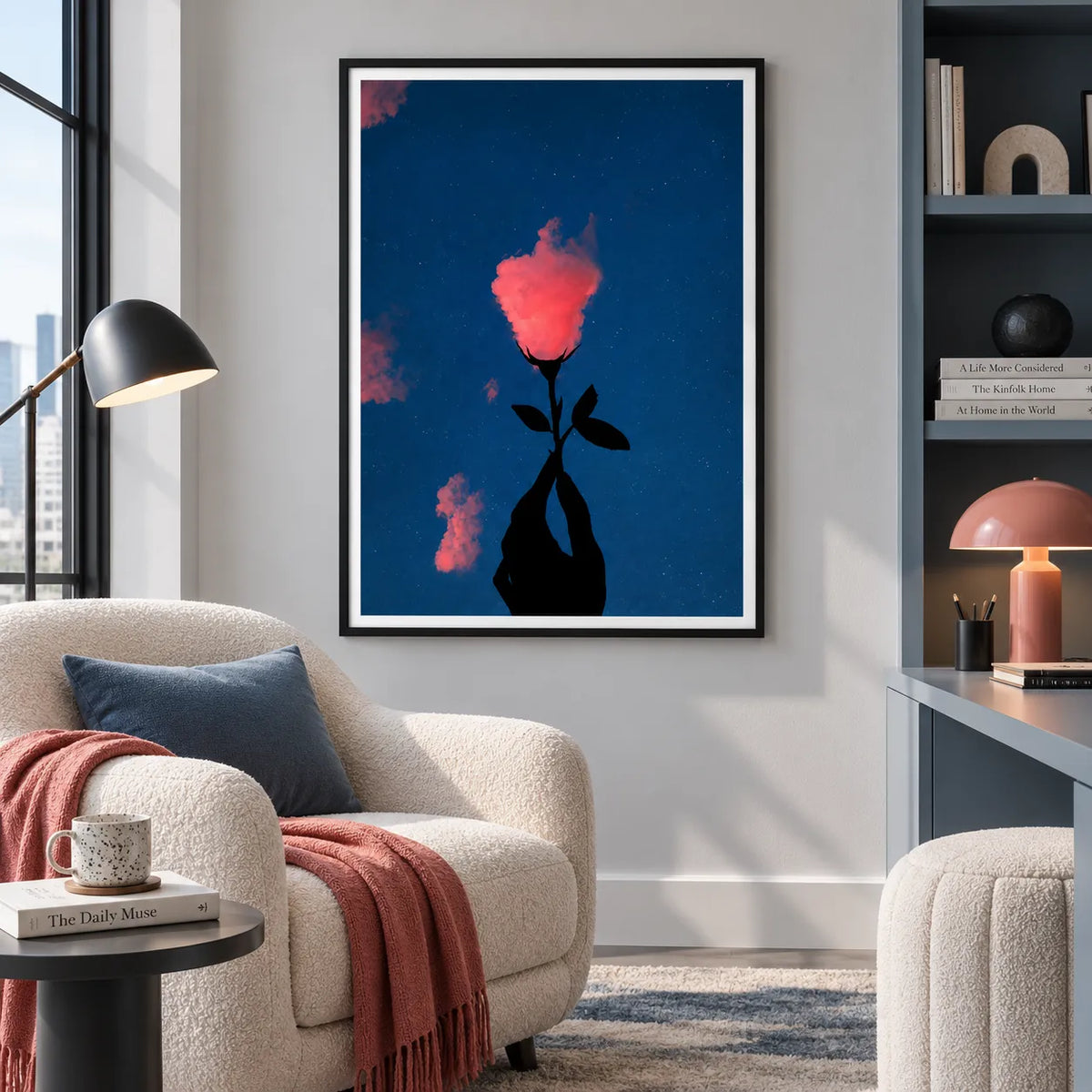 Glowing Rose Night Sky Wall Art 6
