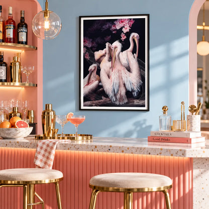 Elegant White Pelican Floral Wall Art 4