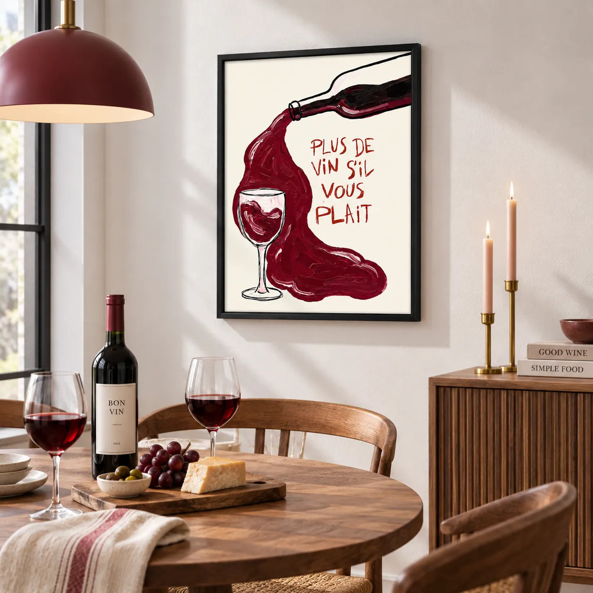 Red Wine Pour Typography Wall Art 5