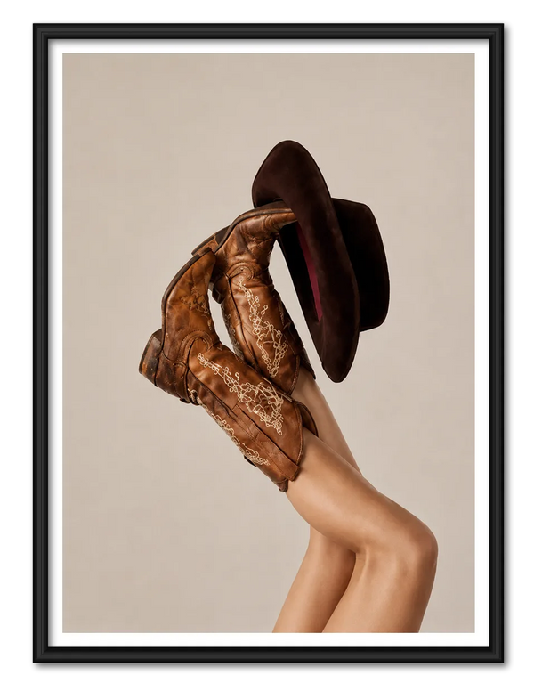 Vintage Cowboy Boots Fashion Wall Art