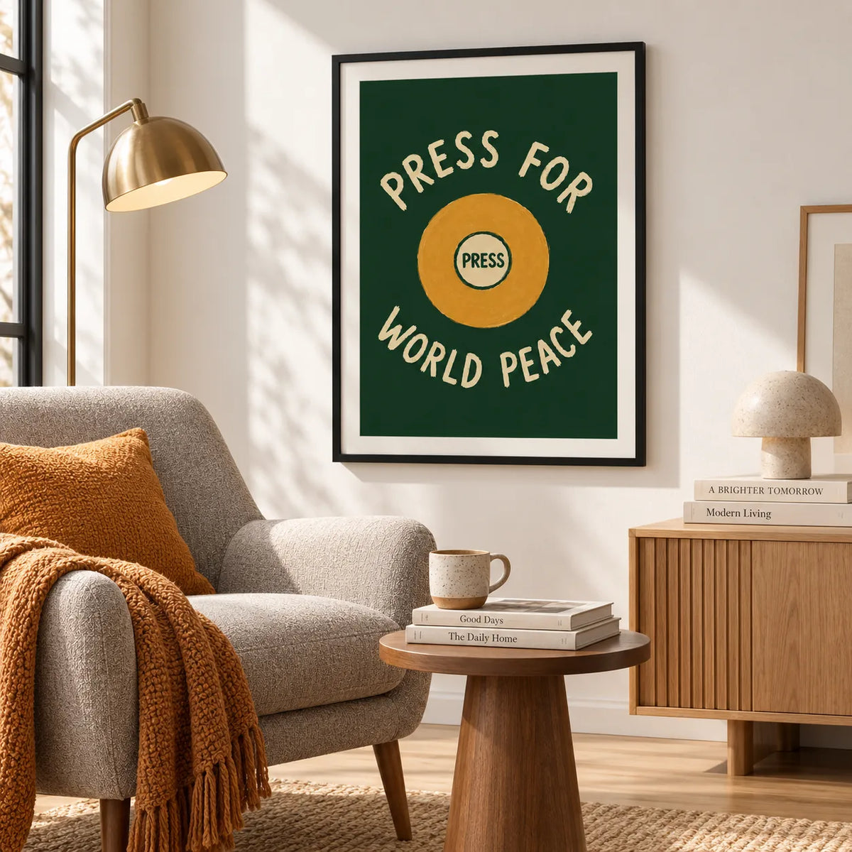 Press For World Peace Typography Wall Art 4