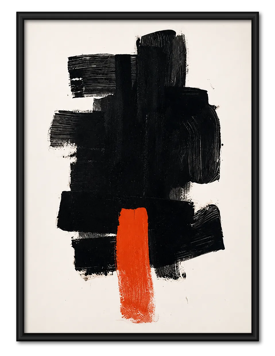 Black Brush Stroke Abstract Wall Art 1