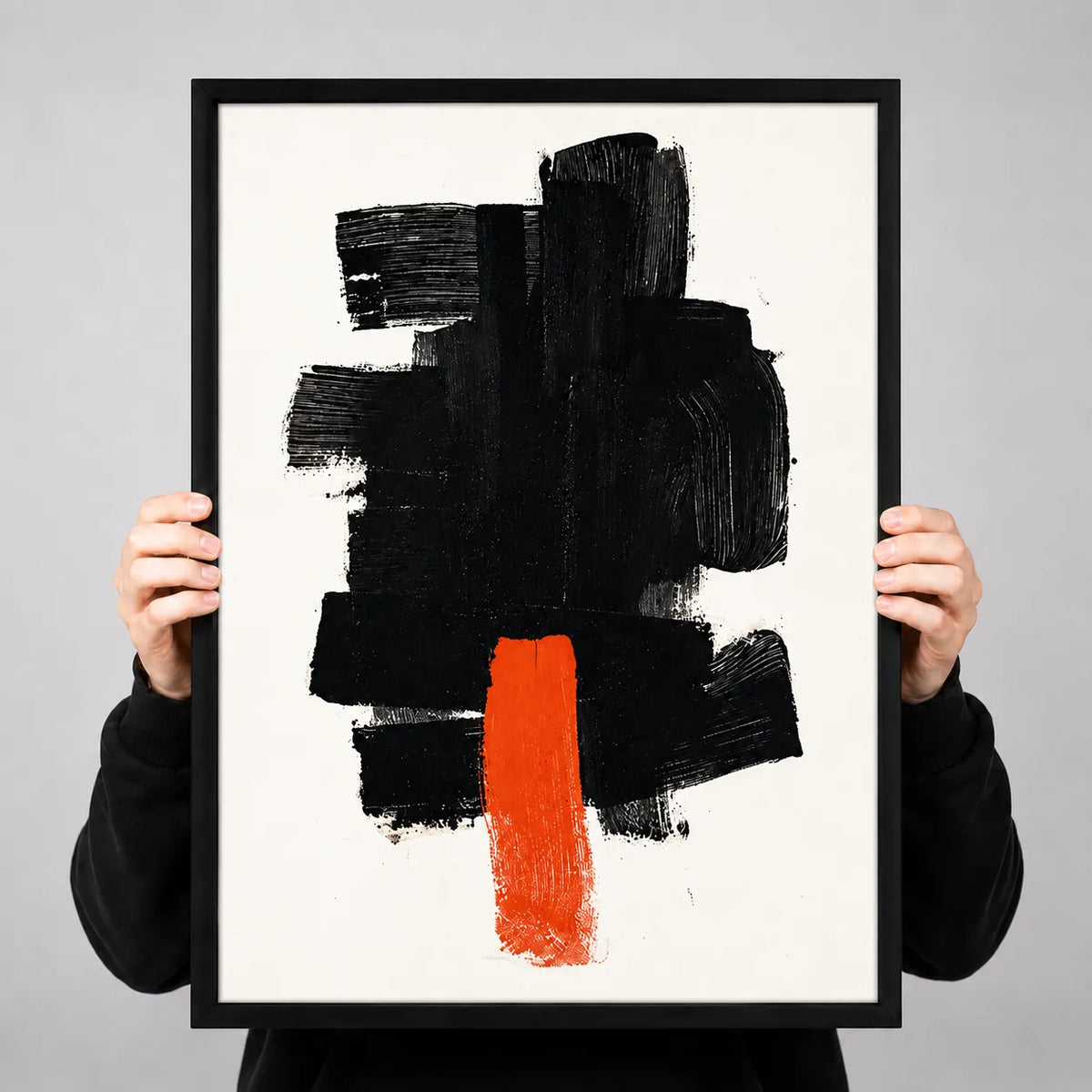 Black Brush Stroke Abstract Wall Art 3