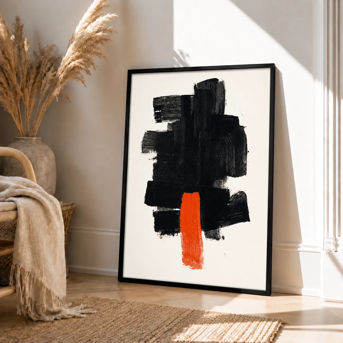 Black Brush Stroke Abstract Wall Art 4