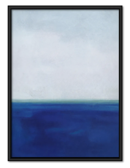 Minimal Blue Ocean Horizon Abstract Wall Art 1
