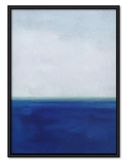 Minimal Blue Ocean Horizon Abstract Wall Art