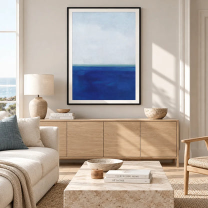 Minimal Blue Ocean Horizon Abstract Wall Art 2