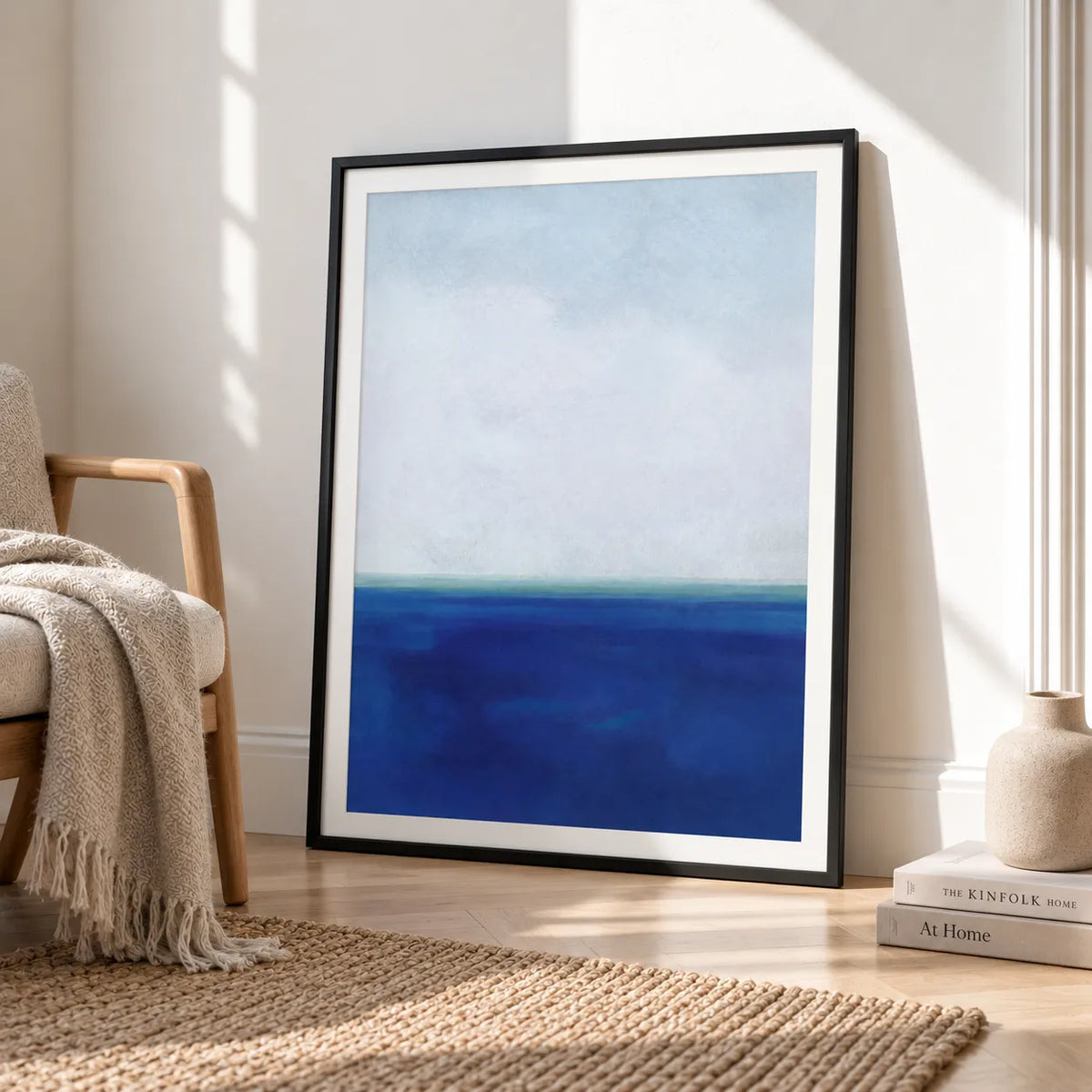 Minimal Blue Ocean Horizon Abstract Wall Art 4