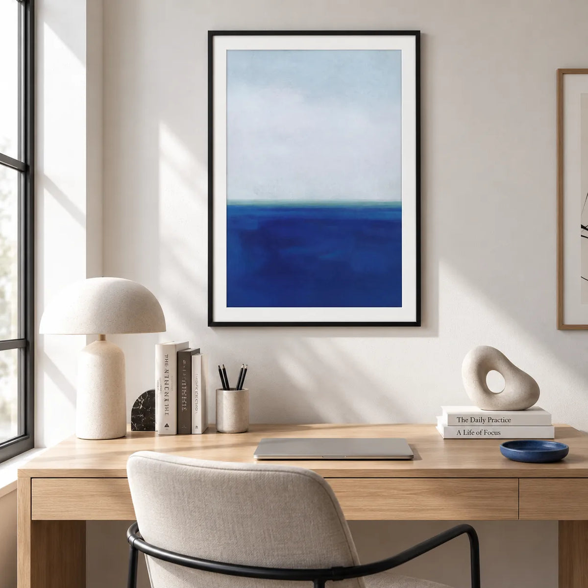 Minimal Blue Ocean Horizon Abstract Wall Art 6
