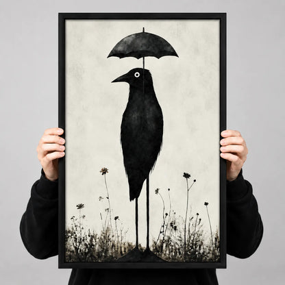 Black Crow With Umbrella Wall Art 3