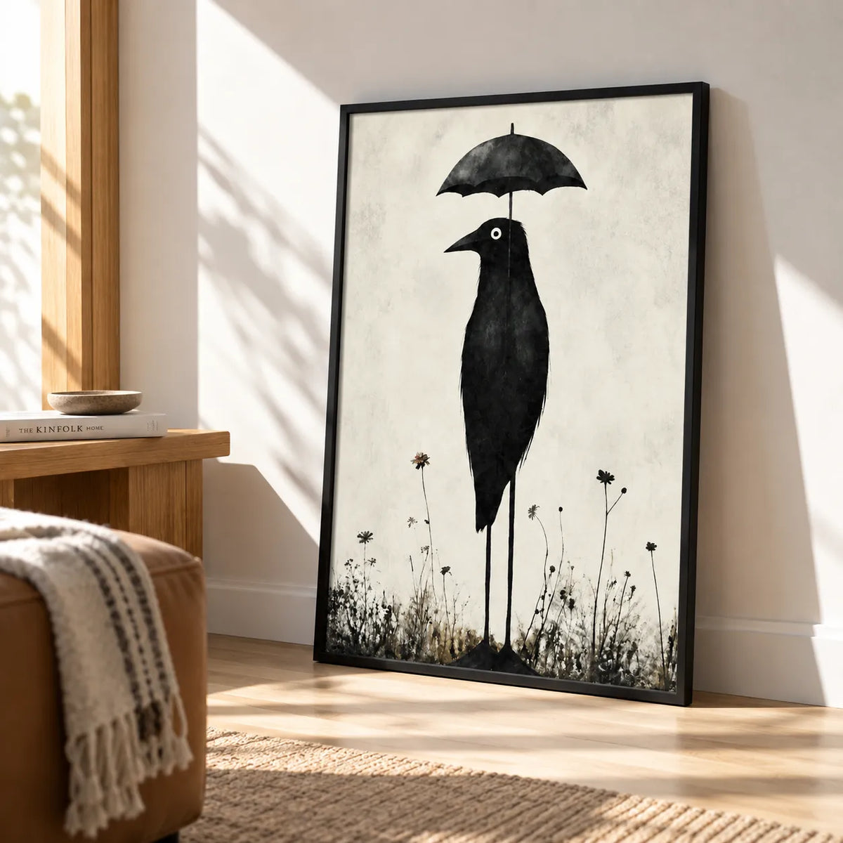 Black Crow With Umbrella Wall Art 4
