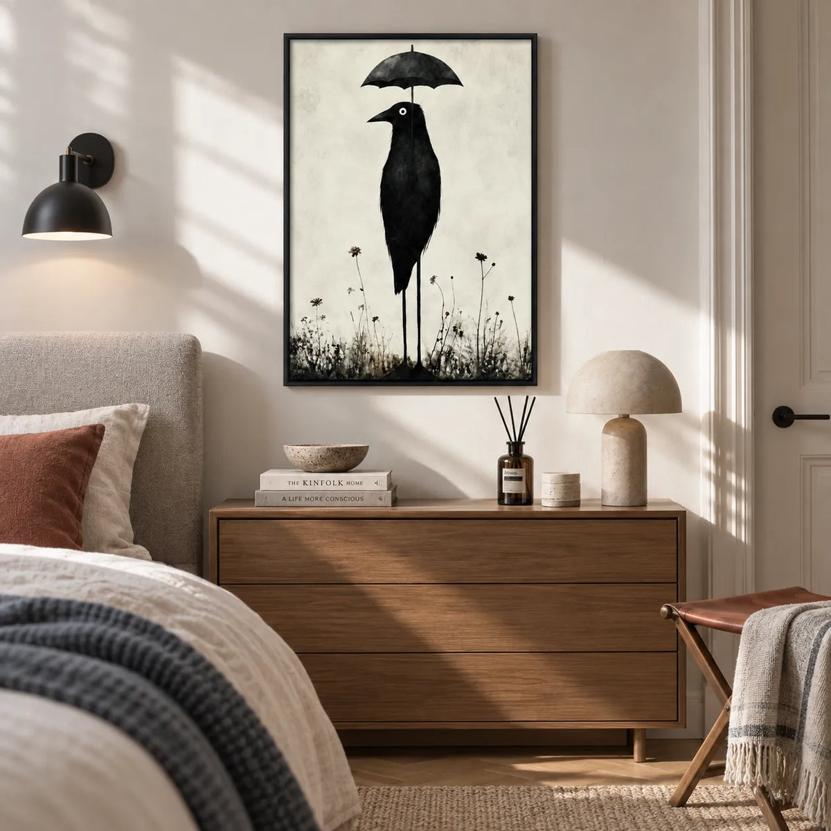Black Crow With Umbrella Wall Art 5