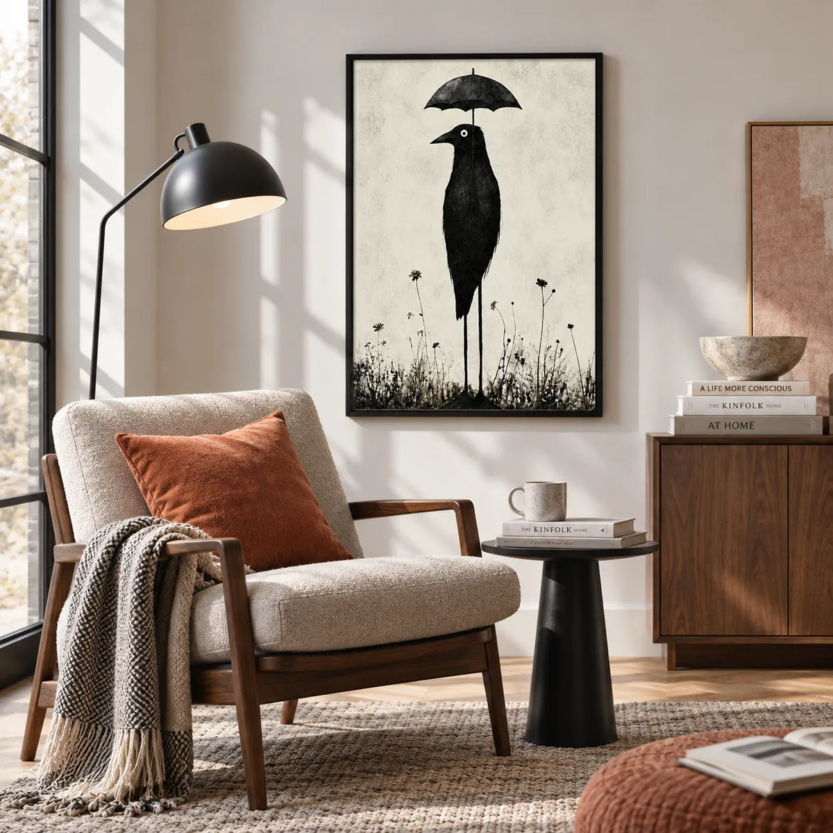 Black Crow With Umbrella Wall Art 6