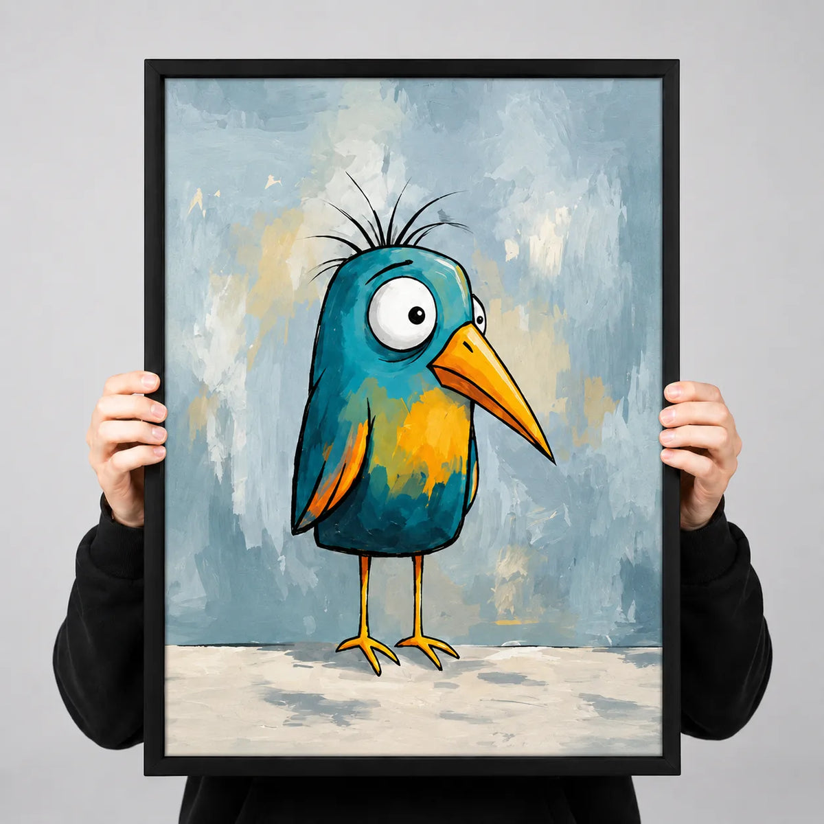Colorful Blue Bird Illustration Wall Art 3