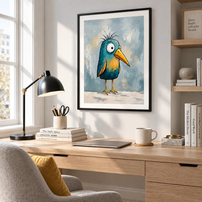 Colorful Blue Bird Illustration Wall Art 5