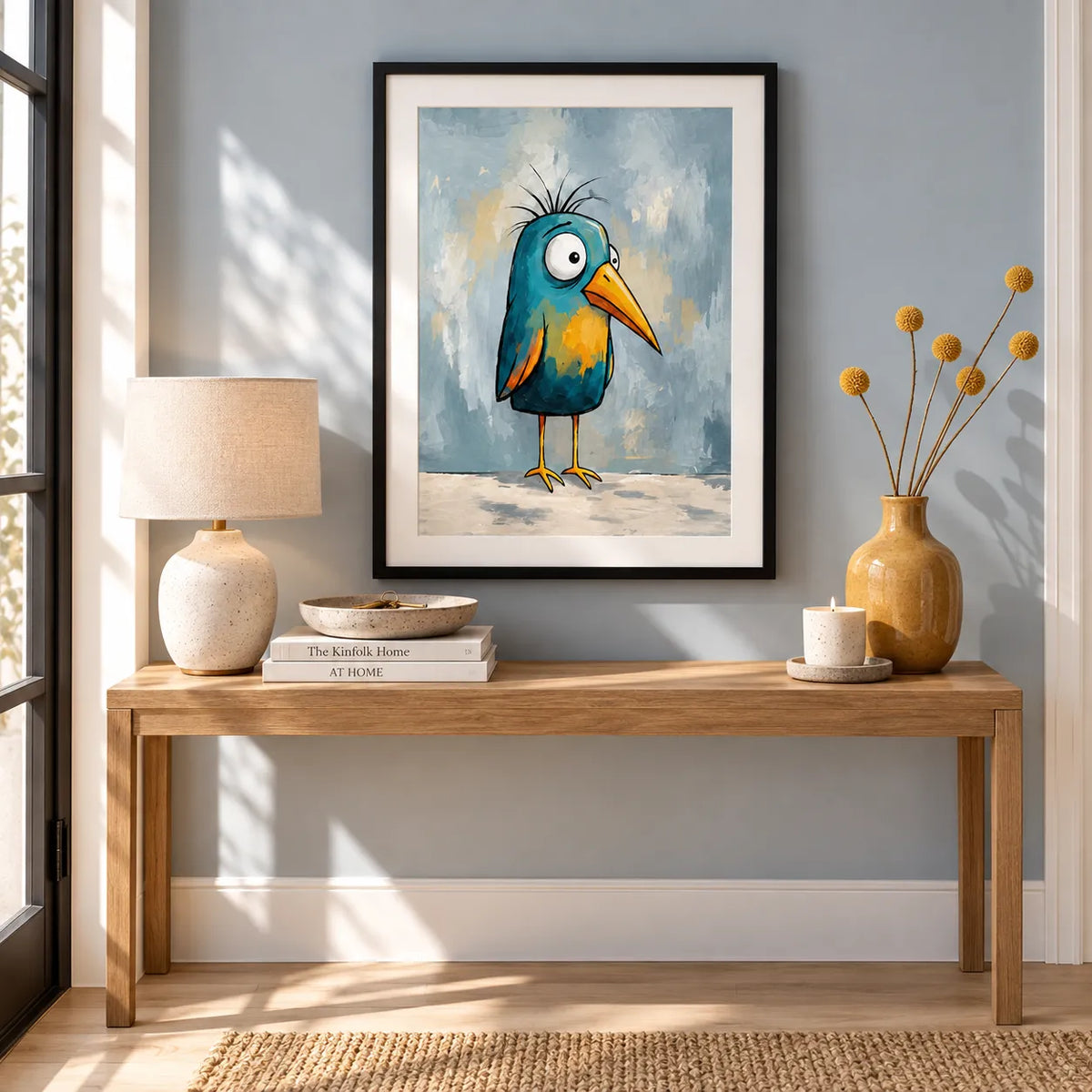 Colorful Blue Bird Illustration Wall Art 6