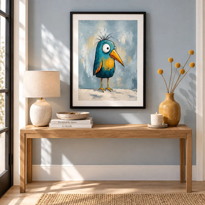 Colorful Blue Bird Illustration Wall Art 6